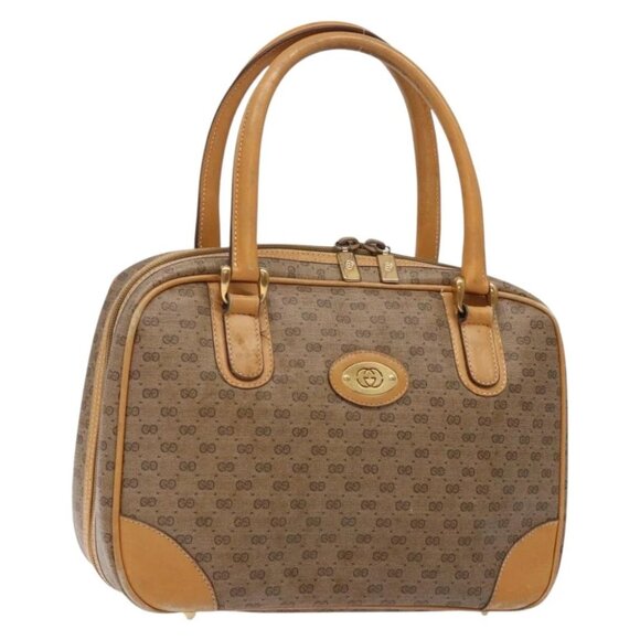 GUCCI Micro GG Supreme Hand Bag PVC Beige Gold 000 104 0030 Auth gh453 - Picture 1 of 11